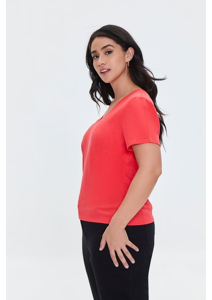 Plus Size V Yaka T-Shirt indirimleri