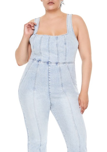 Plus Size Kot Askılı Tulum