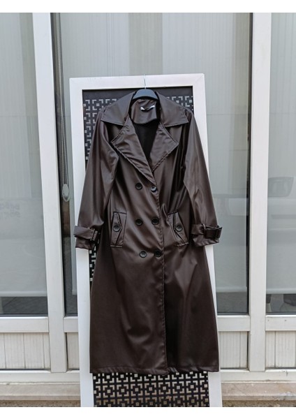 Deri Trençkot Siyah - 40