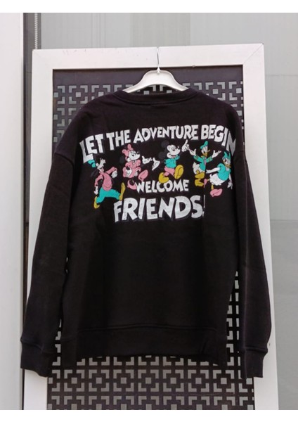 Çizgi Film Karakteri Baskılı Sweatshirt Siyah - L fiyatları