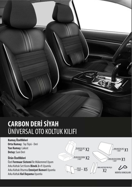 Jeep Commander Koltuk Kılıfı Carbon Deri Siyah