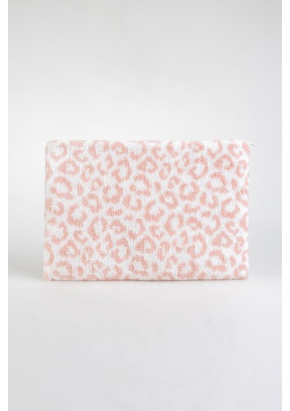 leopar Pembe Peluş-Welsoft 13-14-15-16 Inç Bilgisayar Çantası, Laptop Kılıfı, Notebook Kılıfı, Laptop çantası