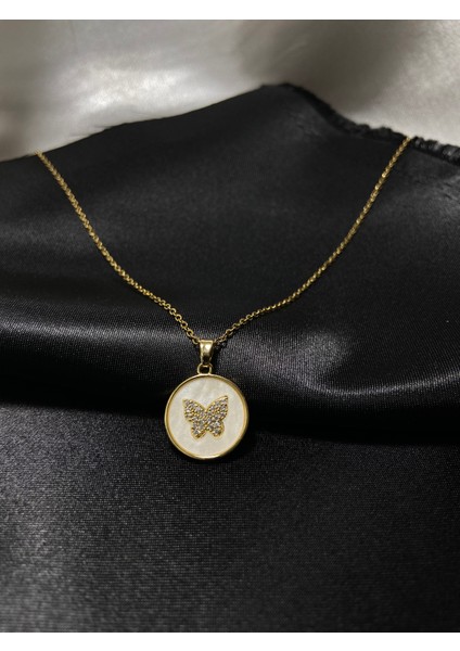 Vintage Kelebek Detaylı Kolye