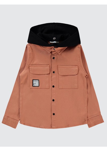 Erkek Çocuk Kapşonlu Gömlek 6-9 Yaş Kiremit