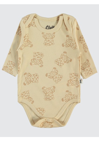 Kız Bebek 2'li Çıtçıtlı Badi 3-18 Ay Kahve modelleri