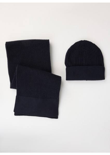 Lacivert Erkek Atkı-Bere Tk Fab-Set
