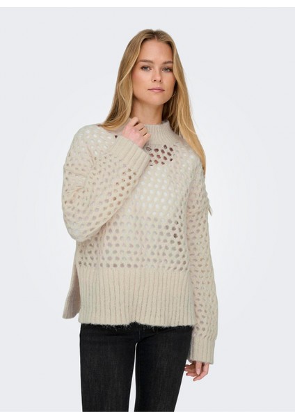 Dik Yaka Normal Örgü Desenli Krem Kazak Kadın Onlbıllıe Lıfe L/s Hıgneck cc Knt fırsatları