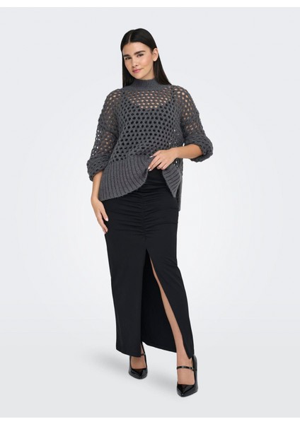 Dik Yaka Normal Örgü Desenli Antrasit Kazak Kadın Onlbıllıe Lıfe L/s Hıgneck cc Knt