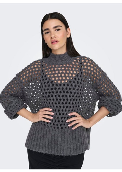 Dik Yaka Normal Örgü Desenli Antrasit Kazak Kadın Onlbıllıe Lıfe L/s Hıgneck cc Knt fırsatları