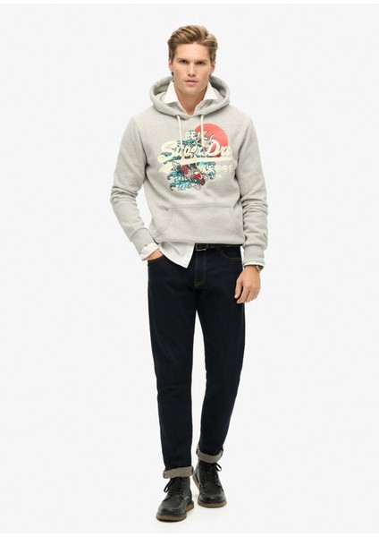 Kapüşon Yaka Bej Erkek Sweatshırt M2013702A1WY_TOKYO Vl Graphıc Hoodı