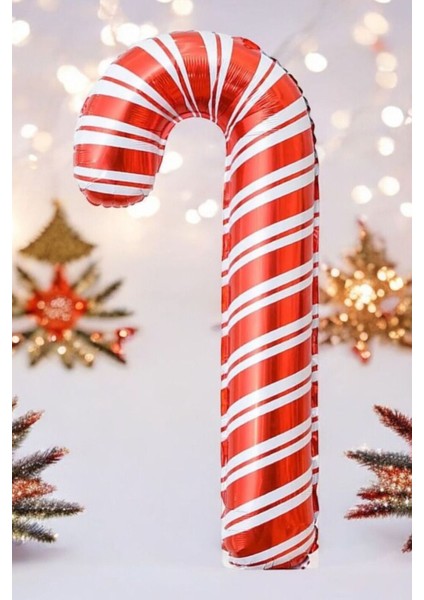 Baston Şeker Folyo Balon Kırmızı Beyaz Yılbaşı Balonu 80CM fiyatları