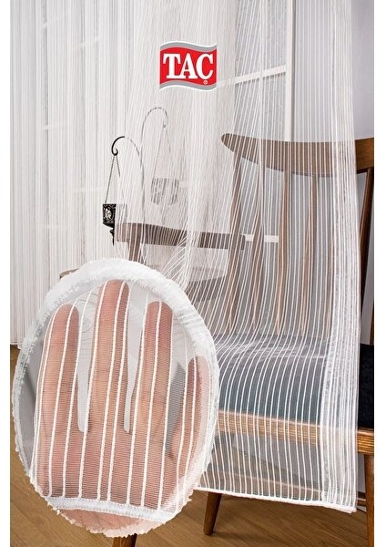 Çizgili Tül Perde Ekstra Gramajlı Dökümlü 1x3 Sık Pile - Kırışmaz Ütü Gerektirmez