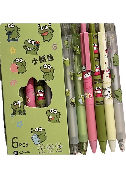 s 6 Adet Sevimli Nötr Kalemler Küçük Timsah Kalem St Uç Siyah Mürekkep Yazma Pürüzsüz Yumuşak Kavrama Estetik Kırtasiye Japonya Kawaii Kalem (Yurt Dışından)