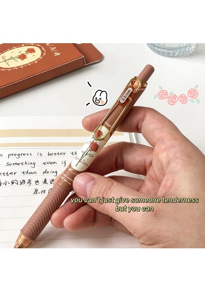s 4pcs /pack 0.5mm Nötr Kalem Seti Öğrenciler Için Vintage Çiçek Tasarım Yazı Kalemi Siyah Dolum Nötr Kalem Kırtasiye Ofis Okul Malzemeleri (Yurt Dışından) modelleri