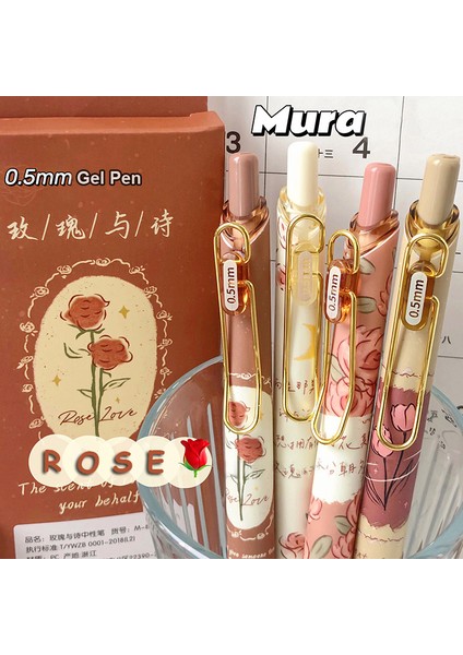 s 4pcs /pack 0.5mm Nötr Kalem Seti Öğrenciler Için Vintage Çiçek Tasarım Yazı Kalemi Siyah Dolum Nötr Kalem Kırtasiye Ofis Okul Malzemeleri (Yurt Dışından) fiyatları