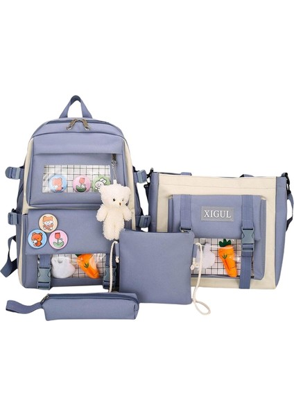 Tuval Sırt Çantaları 4 Adet / Takım Seyahat Bookbag Bookbag Bookbag Bookbag Lisesi Mor (Yurt Dışından)