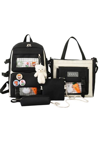 Tuval Sırt Çantaları 4 Adet / Takım Seyahat Bookbag Bookbag Bookbag Bookbag Lisesi Mor (Yurt Dışından)