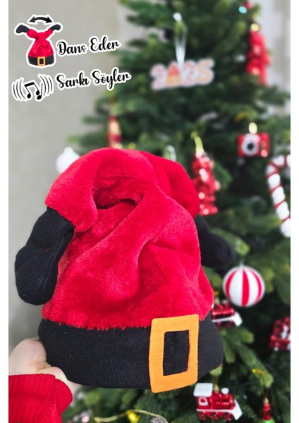 Şarkı Söyleyen Dans Eden Yılbaşı Noel Baba Şapkası Hareketli Sesli Noel Baba Ayakları Yılbaşı Şapkası