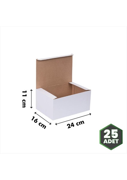 E-Ticaret Kutusu Beyaz 24X16X11 cm -25 Adet