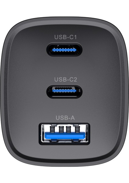 UC20 65W Gan Teknoloji Hızlı Şarj Adaptörü - 2 Type-C, 1 USB Girişi (Macbook ve Iphone Uyumlu)