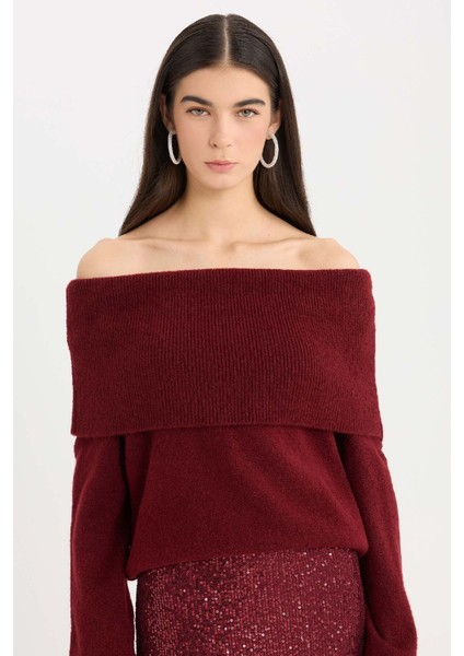 Oversize Geniş Kalıp Omuzu Açık Kazak E1799AX24WN