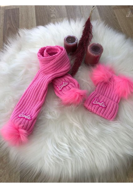 Kız Çocuk Ponponlu Atkı Bere Takımı 4/14 yaş