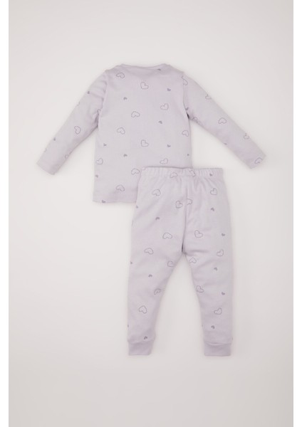 Kız Bebek Pijama Takımı Tavşan Baskılı Uzun Kollu Üst Beli Lastikli Uzun Alt D7163A524WN