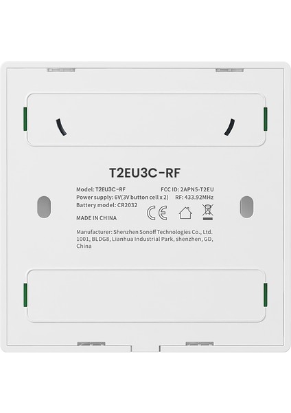 T2-Eu-3c Kablosuz Rf Akıllı Duvar Anahtarı