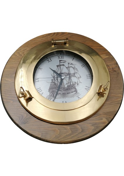 Pirinç Döküm Lumboz Yelkenli Motifli Ahşapl