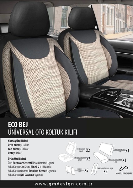 Honda Jaaz Koltuk Kılıfı Eco Bej