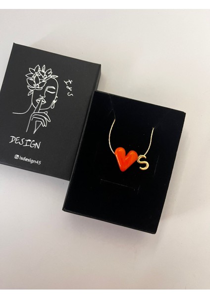 Murano Turuncu Kalp Harfli Kolye fiyatları