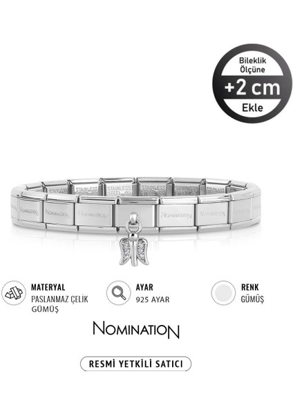 Italy Composable 925 Ayar Gümüş Taşlı Sallanan Kelebek ve Çelik Bileklik Sılver