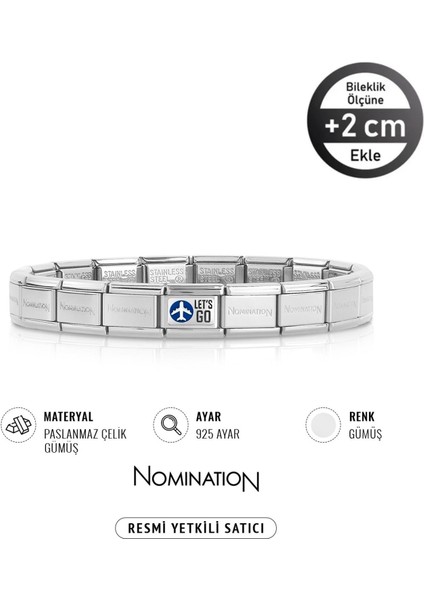 Italy Composable 925 Ayar Gümüş Let's Go ve Çelik Bileklik Sılver