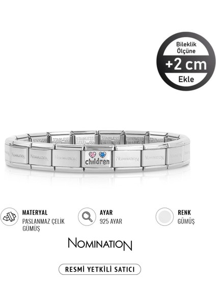 Italy Composable 925 Ayar Gümüş Mavi Pembe Children ve Çelik Bileklik Sılver