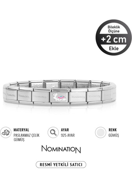 Italy Composable 925 Ayar Gümüş Lama ve Çelik Bileklik Sılver