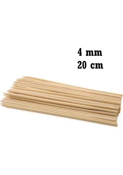 Ahşap Bambu Çubuk 20 cm 4 mm 80 Adet
