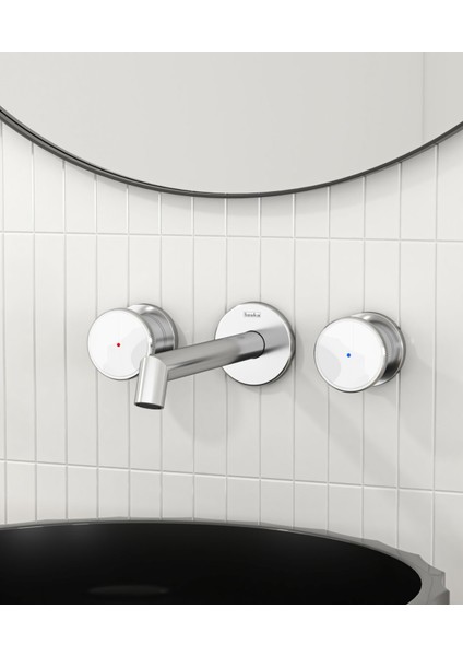 Grande Shine Lavabo Bataryası-Beyaz Camlı