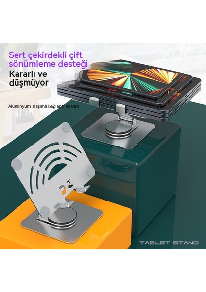 360 Dönen Tablet Pc Standı Alüminyum Alaşımlı Akrilik Masaüstü Cep Tablet Telefon Tabanı Kaldırma Depolama Okuma (Yurt Dışından) fırsatları