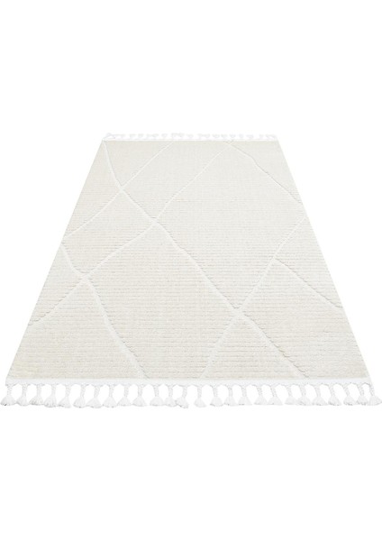 Terazzo Koleksiyonu Hav Toz Vermez Etnik Modern Desenli Yumuşak Halı TRZ07 Beyaz modelleri