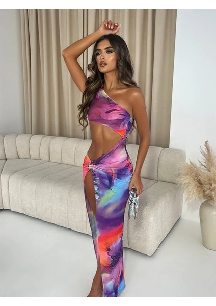 Tek Askılı Halka Detaylı Uzun Elbise fırsatları