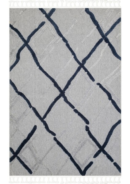 Terazzo Koleksiyonu Hav Toz Vermez Etnik Modern Desenli Yumuşak Halı TRZ03 Gri Mavi