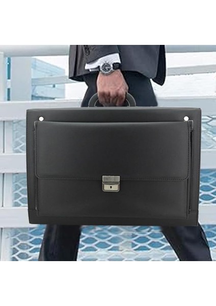 Xl Plasiyer El Çantası Suni Deri Evrak Business Çanta Şifreli Geniş Iç Hacim Doktor Çantası Sert Kasalı Organizer 43X32X20CM Mümessil Para Çantası