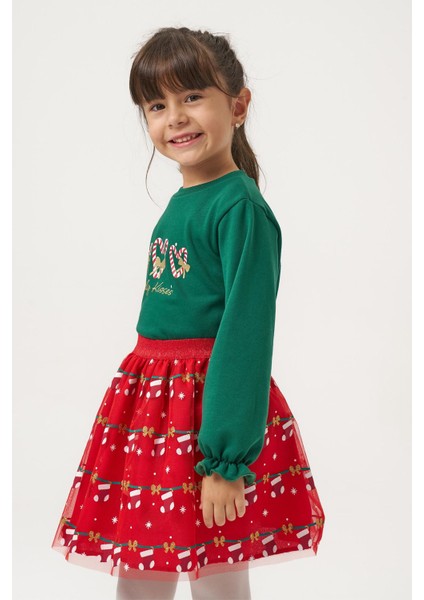 Kalp Cand Kiss Yılbaşı Konsept Kız Çocuk etekli takım - Yeşil fiyatları