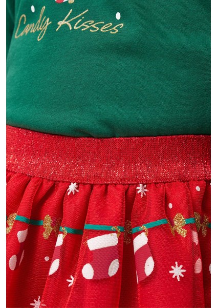 Kalp Cand Kiss Yılbaşı Konsept Kız Çocuk etekli takım - Yeşil fırsatları