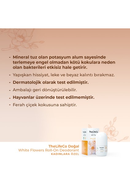 Thelifeco Doğal Roll-On Deodorant White Flowers (Woman) 60 ml x 2 Adet