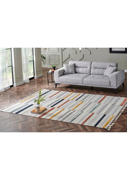 Terazzo Koleksiyonu Hav Toz Vermez Etnik Modern Desenli Yumuşak Halı TRZ01 Renkli