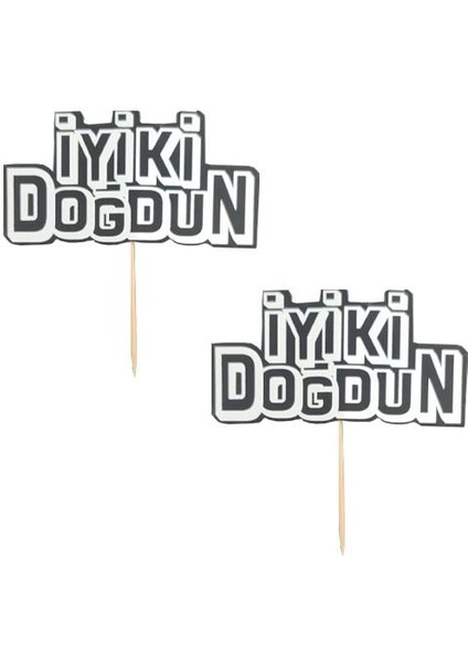 Iyi Ki Doğdun Siyah Üzeri Gümüş Yazılı Kürdan 2'li