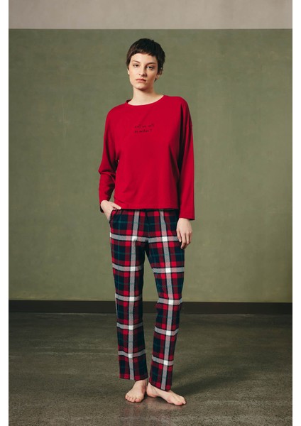 Kadın Pamuklu Uzun Kollu Pijama Takımı