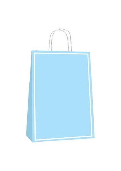 Mavi Makaron Büküm Saplı Kağıt Çanta 25X31CM 25AD.