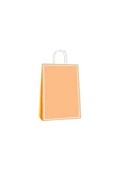 Turuncu Makaron Büküm Saplı Kağıt Çanta 25X31CM 25AD.